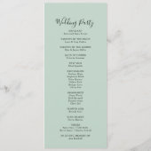 Gold Green Foliage Floral Wedding Program Programm (Rückseite)