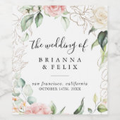 Gold Green Foliage Floral Wedding Wine Labels Weinetikett (Einzelnes Label)