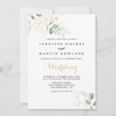 Gold Green Foliage Front & Back Wedding Einladung (Vorderseite)