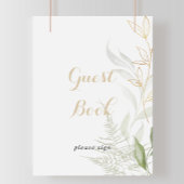 Gold Green Foliage Guest Book Sign Poster