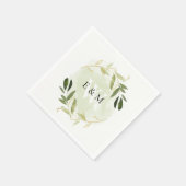 GOLD GREEN FOLIAGE WATERCOLOR WEDH WEDH SERVIETTE (Ecke)