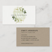 GOLD GREEN FOLIAGE WATERCOLOR WREATOR BERUFLICH VISITENKARTE (Vorne/Hinten)
