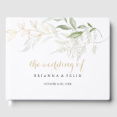 Gold Green Foliage Wedding Gästebuch (Vorderseite)