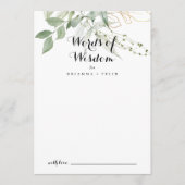 Gold Green Foliage Wedding Words of Wisdom Hinweiskarte (Vorderseite)