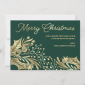 Gold Green frohe Weihnachten Blumenfoto Collage (Rückseite)