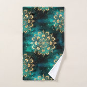 Gold & Green Galaxy Dharma Mandala Muster Badhandtuch Set (Handtuch)