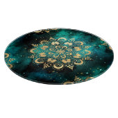 Gold & Green Galaxy Dharma Mandala Muster Schneidebrett (Ecke)
