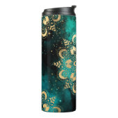 Gold & Green Galaxy Dharma Mandala Muster Thermosbecher (Nach links gedreht)