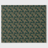 Gold & Green Holly Christmas Pattern Geschenkpapier (Flach)
