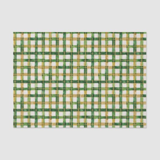 Gold Green Kariert Christmas Tissue Paper Seidenpapier (Vorderseite)