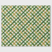 Gold Green Kariert Christmas Wrapper Geschenkpapier (Flach)