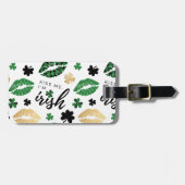 GOLD & GREEN KISST MIR, ICH BIN IRISH LIPS KLEEBLÄ GEPÄCKANHÄNGER (Vorderseite horizontal)
