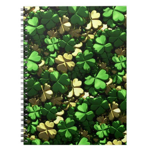 Gold Green Kleeblatts Notizblock (Vorderseite)
