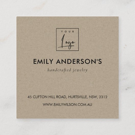 GOLD GREEN KRAFT FOLIAGE WREATH DANK IHNEN LOGON QUADRATISCHE VISITENKARTE (Rückseite)