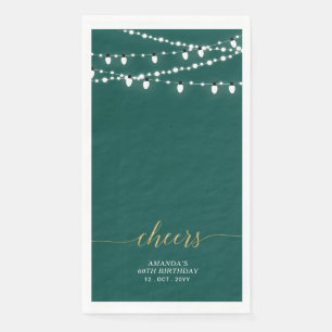 Gold & Green Lichterkette Elegante Beschriftung Pr Serviette