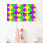 Gold Green Lila Mardi Gras Harlequin Pattern Banner (Insitu)