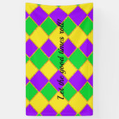 Gold Green Lila Mardi Gras Harlequin Pattern Banner (Vertikal)