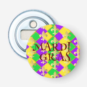 Gold Green Lila Mardi Gras Harlequin Pattern Flaschenöffner
