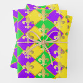 Gold Green Lila Mardi Gras Harlequin Pattern Geschenkpapier Set (Beispiel)