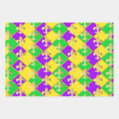Gold Green Lila Mardi Gras Harlequin Pattern Geschenkpapier Set (Vorderseite)