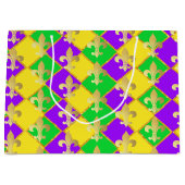 Gold Green Lila Mardi Gras Harlequin Pattern Große Geschenktüte (Vorderseite)