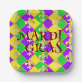 Gold Green Lila Mardi Gras Harlequin Pattern Pappteller (Vorderseite)