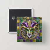 Gold Green Lila Mardi Gras Jester Mask Button (Vorne & Hinten)