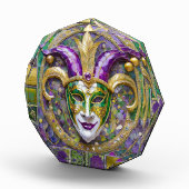 Gold Green Lila Mardi Gras Jester Mask Fotoblock (Rechts)