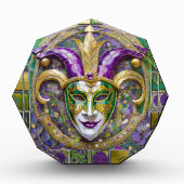 Gold Green Lila Mardi Gras Jester Mask Fotoblock (Vorderseite)