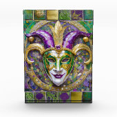 Gold Green Lila Mardi Gras Jester Mask Fotoblock (Vorderseite)