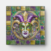 Gold Green Lila Mardi Gras Jester Mask Fotoplatte (Vorderseite)