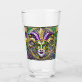 Gold Green Lila Mardi Gras Jester Mask Glas (Vorderseite)