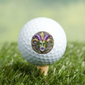 Gold Green Lila Mardi Gras Jester Mask Golfball (Insitu T-Shirt)