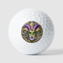 Gold Green Lila Mardi Gras Jester Mask Golfball