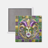 Gold Green Lila Mardi Gras Jester Mask Magnet (Vorderseite/Rückseite)