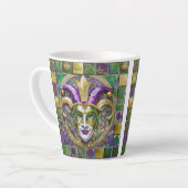 Gold Green Lila Mardi Gras Jester Mask Milchtasse (Linke Ecke)