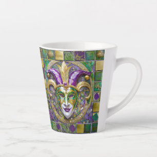 Gold Green Lila Mardi Gras Jester Mask Milchtasse