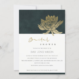 GOLD GREEN LOTUS FLORAL BRAUTPARTY EINLADEN DANKESKARTE