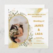 Gold Green Luxury Wedding Party Einladung (Vorne/Hinten)