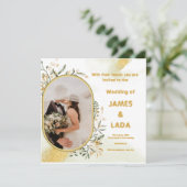 Gold Green Luxury Wedding Party Einladung (Stehend Vorderseite)