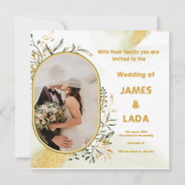 Gold Green Luxury Wedding Party Einladung