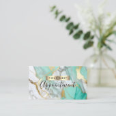 Gold Green Marble Makeup Artist Terminkarte (Stehend Vorderseite)