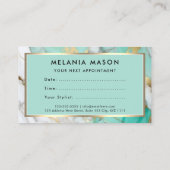 Gold Green Marble Makeup Artist Terminkarte (Rückseite)