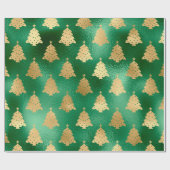 Gold Green Metallic Weihnachtsbaum Urlaub Geschenkpapier (Flach)