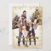 Gold Green Modern Botanic Family Foto Weihnachten (Vorderseite)