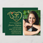 Gold Green Modern Nursing School Graduation Party Einladung (Vorne/Hinten)