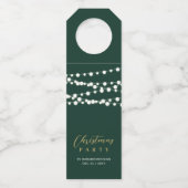 Gold & Green Modern Script Frohe Weihnachten Flaschenanhänger (Vorderseite)