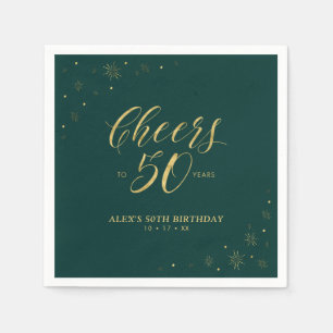 Gold & Green Moderne Gratulation zur 50. Geburtsta Serviette