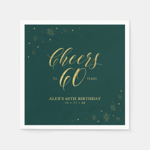 Gold & Green Moderne Gratulation zur 60. Geburtsta Serviette