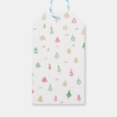 Gold Green Red Christmas Trees Muster Geschenkanhänger (Rückseite)